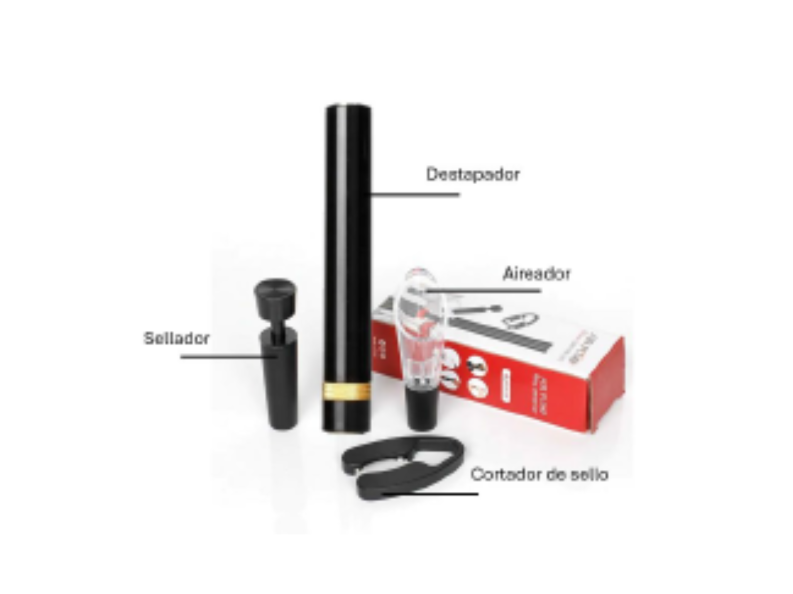 CAJA REGALO VINO-COPA-SET DESTAPADOR DE VINO AIR PRESSURE - Imagen 2
